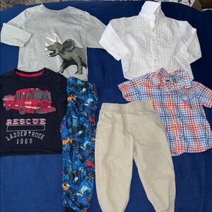2T Kids Clothing pants/shirts Dinosaur/Fire Truck/plaid Designs